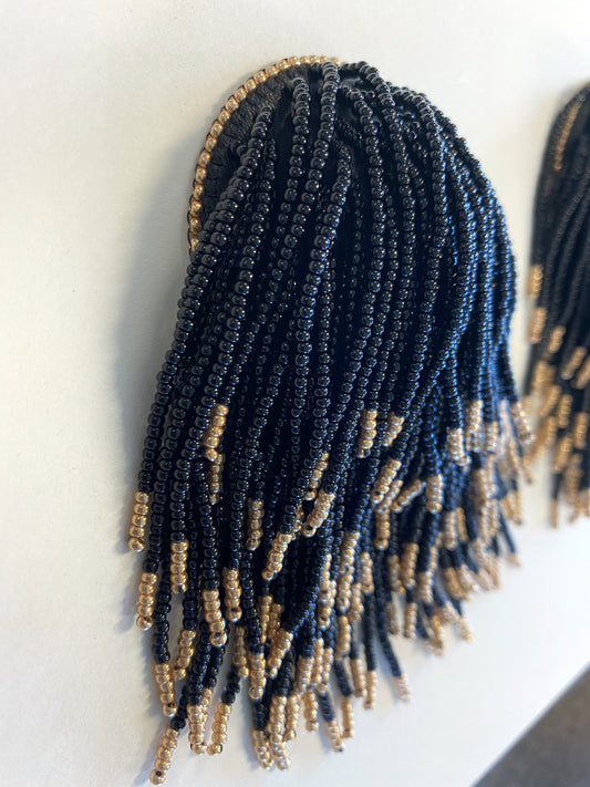 NDN Nips: Black and gold tassels